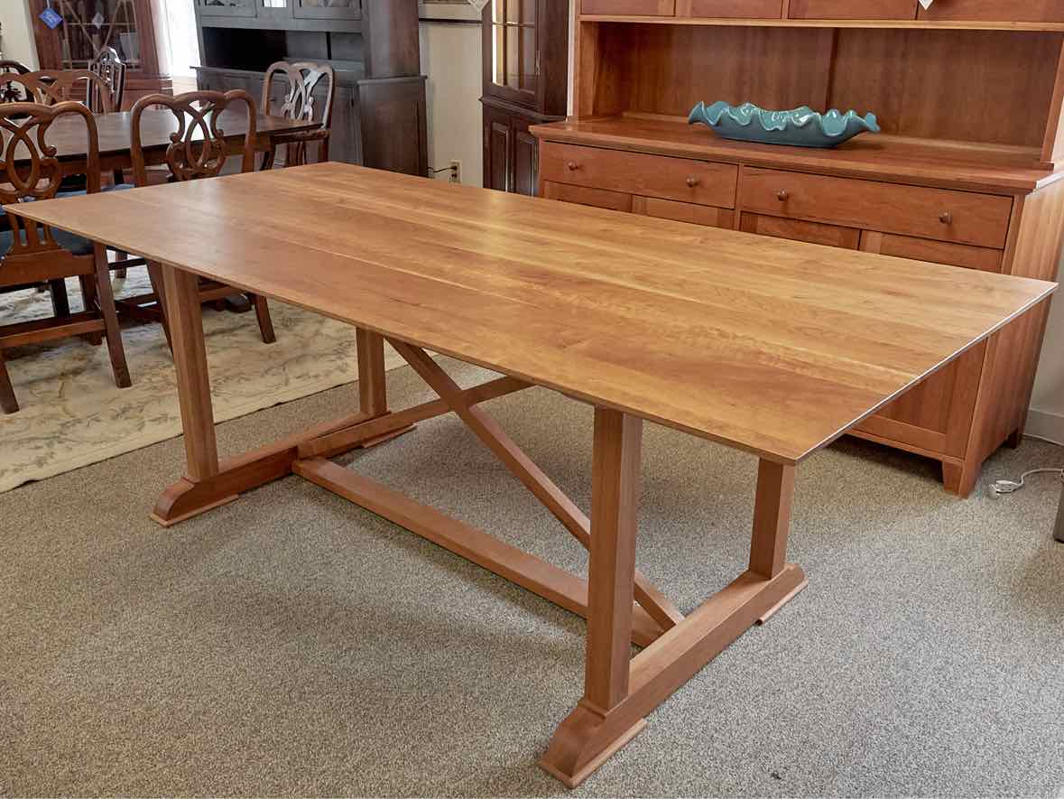 Gat Creek  "Milton" Cherry 84" Trestle Dining Table in Classic Natural Finish