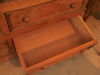 Pine 6 Drawer Dresser with Wood Knobs