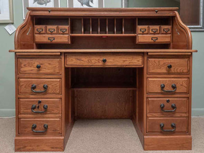 American Lifestyle Oak  15 Drawer, Mail Slots  Roll Top Desk