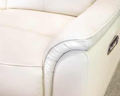 Violino Cream Leather Dual Powered Reclining Wallhugger Loveseat