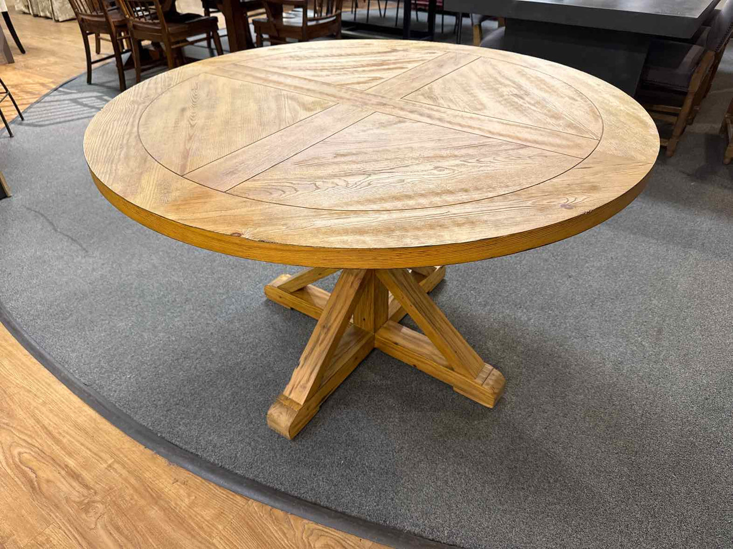 Round Dining Table with X-Base Pedestal