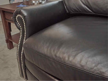 Bradington Young Black Leather 3 Cushion Sofa