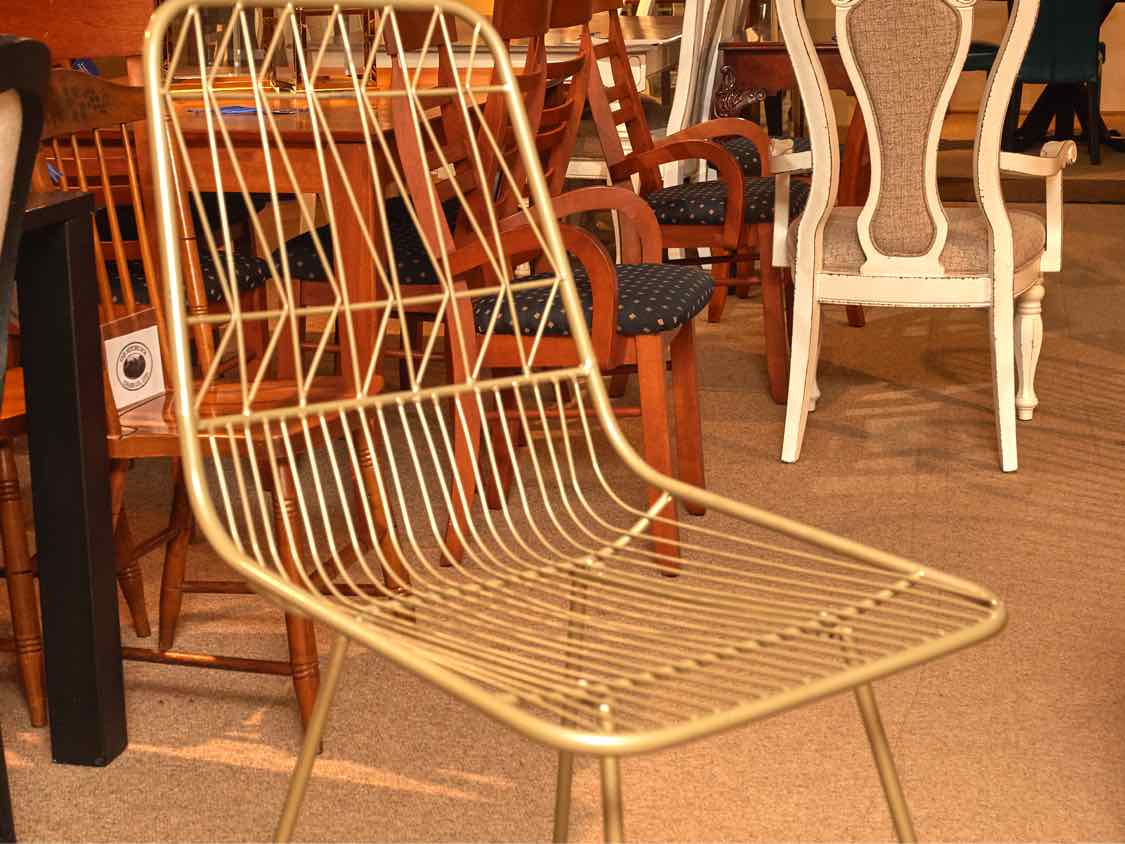 Pair Of Bronzed Metal Wire Counter Stools