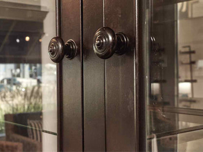 Black Finish 2 Glass Door,2 Drawer,2 Door China Cabinet
