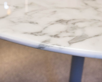 Round Tulip Dining Table with White & Grey Faux Stone Top