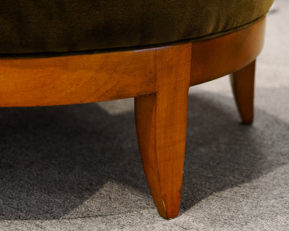 Round Green Velvet Ottoman