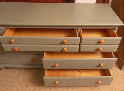 Jamestown Sterling Solid Cherry 7 Drawer Dresser in Eucalyptus Green Finish