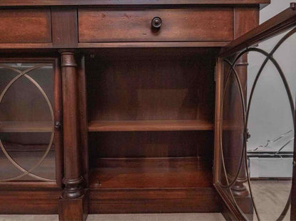 Hickory Chair Inc Cherry 2 Drawer 2 Glass Door Brass Inserts Console