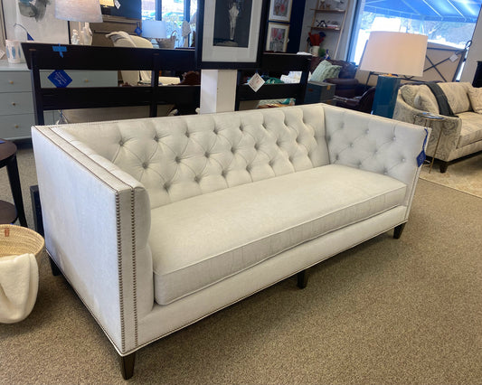 Lexington Chesterfield Cream with Metallic Sofa with Silver Nailhead Trim
