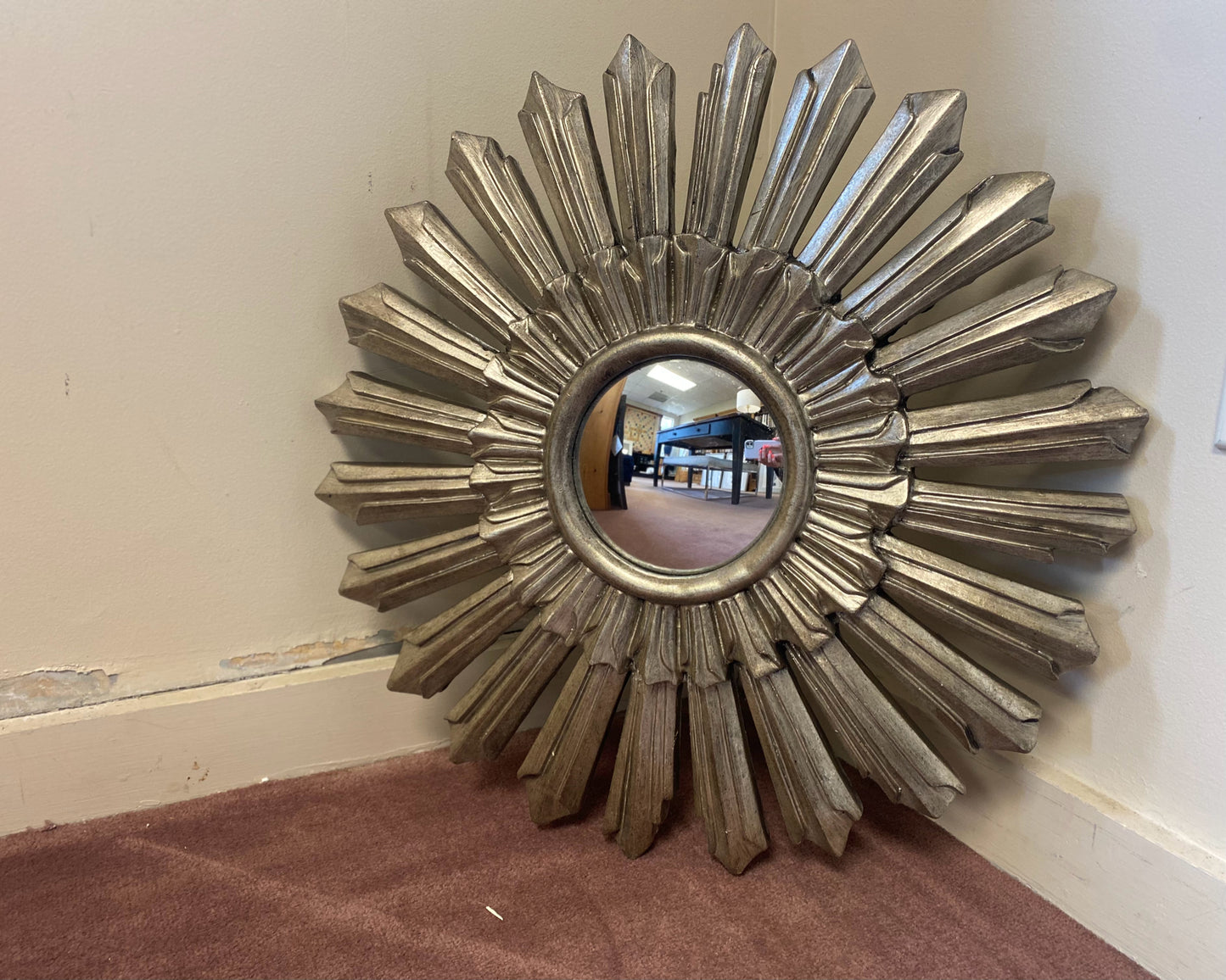 Antiqued Silver Starburst Mirror