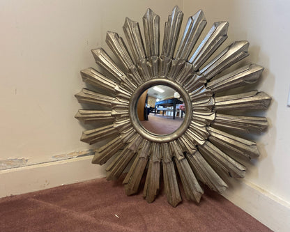 Antiqued Silver Starburst Mirror