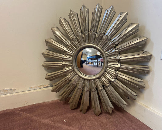 Antiqued Silver Starburst Mirror