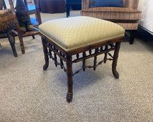 Regency Style Dark Finish Bamboo Upholstered Stool