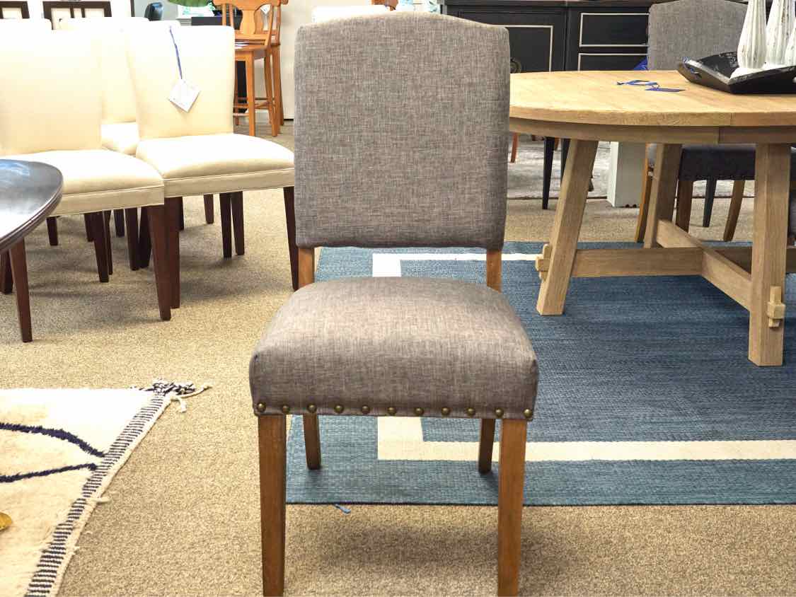 Set of 6 Grey Heather Parsons Dining Chairs on Driftwood Finish Legs