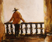 Original Painting on Canvas of A Figure on Balcony by Pommelin
