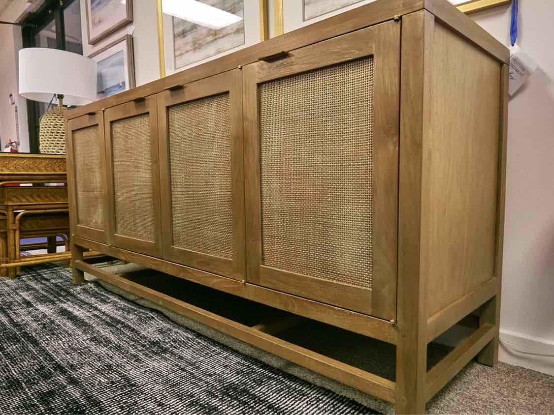 Crate & Barrel " Blake" Console with Cane Front Doors