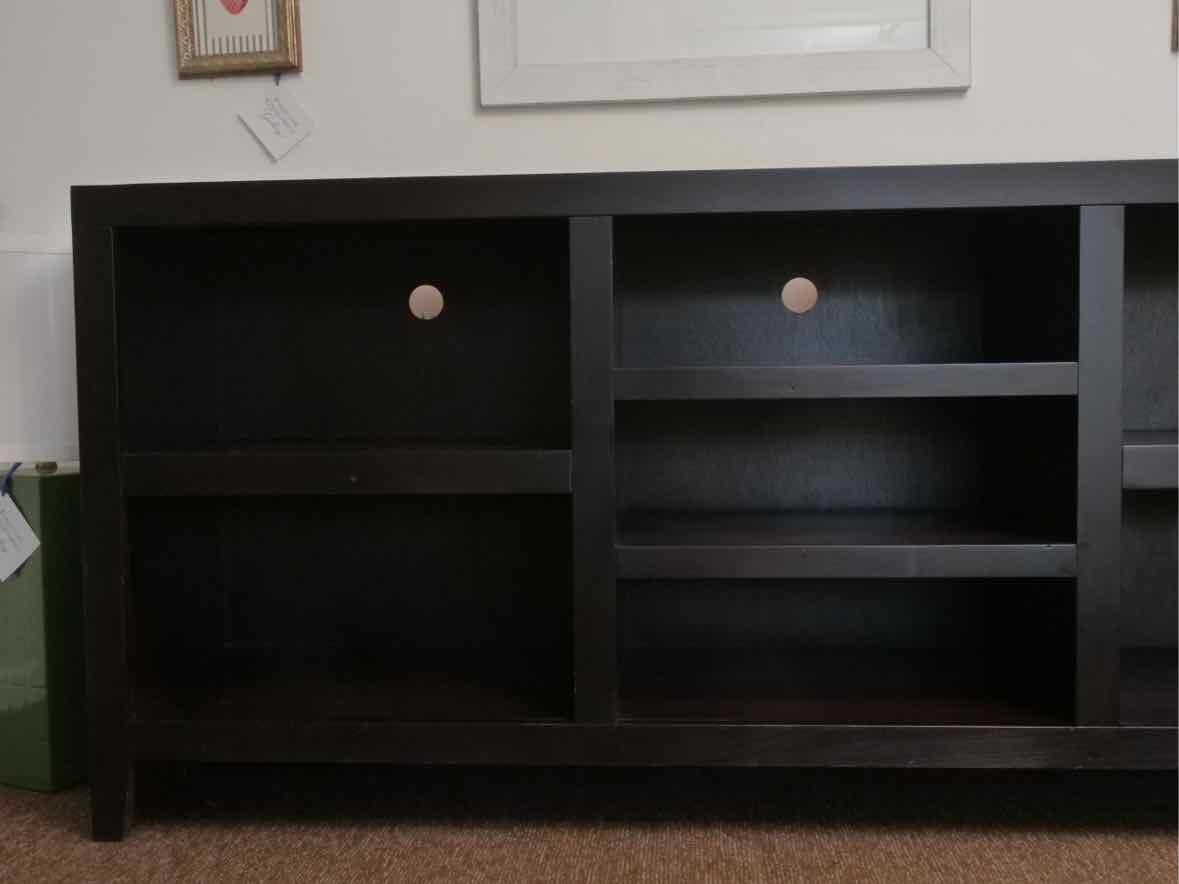 Espresso Finish Media Furniture with Storage Cubbies