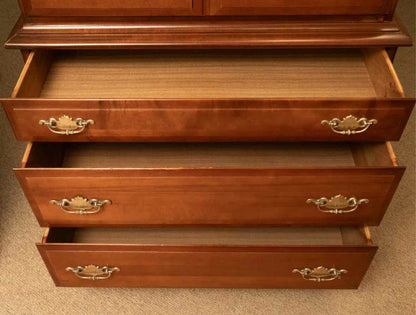 Cherry Finish Maple 2 Over 3 Drawer Chest on Chest