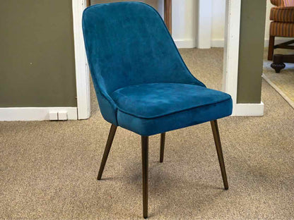 Set of 4 West Elm MCM Style Blue Performance Upholstered Dining Chairs