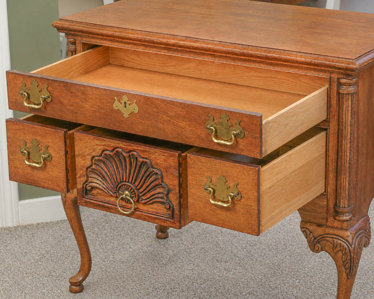 Thomasville Lowboy with Carved Shell in Light Finish Mahogany