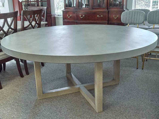 RH  French Country  Beam Grey Concrete & Teak Dining Table