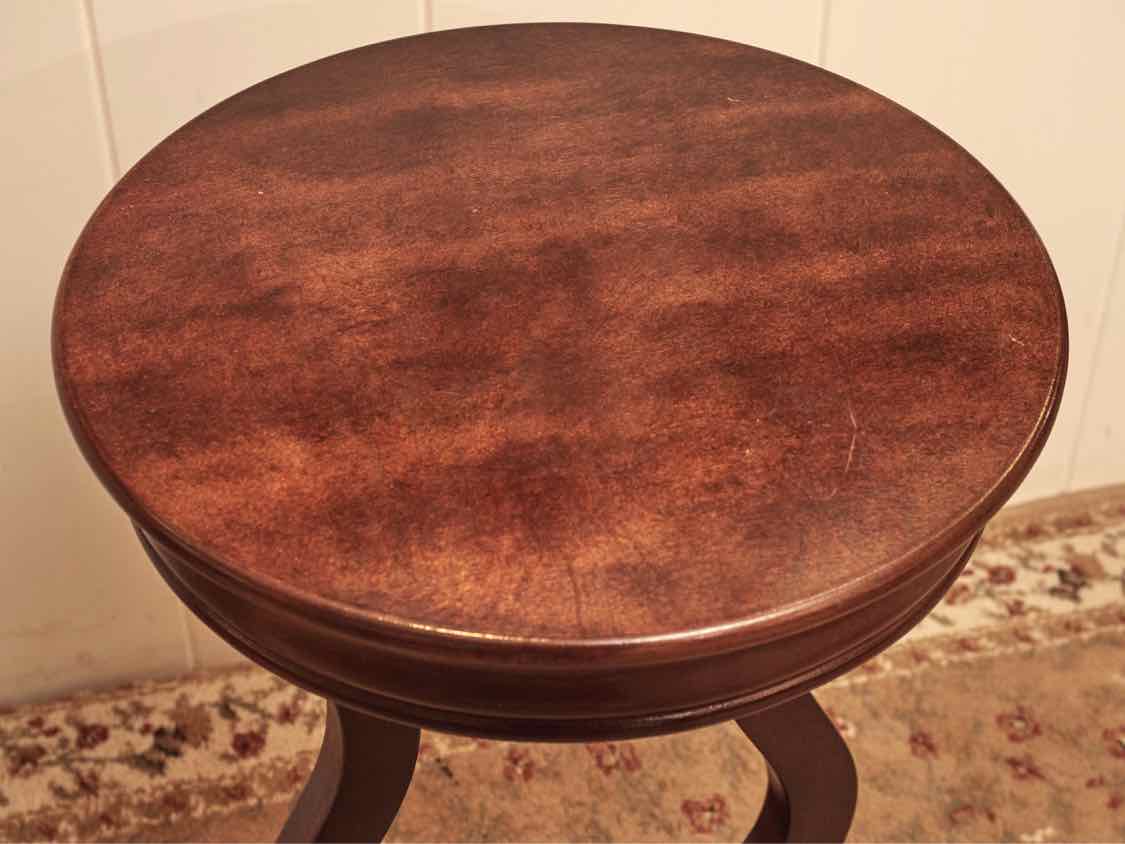 Espresso Finish Round Side Table with Harp Base