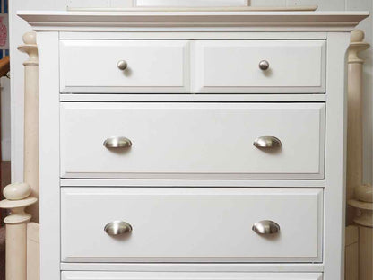 Off White Finsh 5 Drawer Chrome Hardware Chest