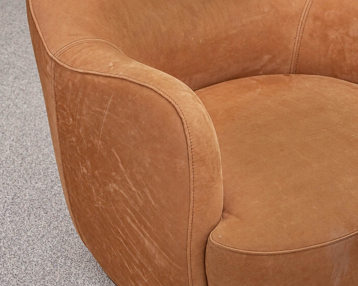 Four Hands Pair of  Swivel 'Julius' Nubuck Cognac Chairs