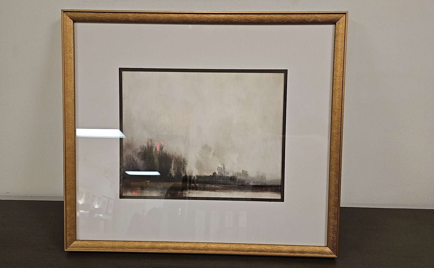 'Muted Horizons C' Landscape in Antique Gold Frame