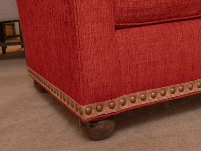 Pair Of Art Deco Style Persimmon Club Chairs With Nailhead Accent