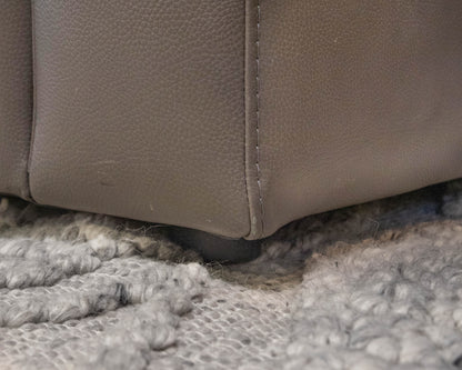 Bloomingdales Grey Leather 3 Cushion Sofa