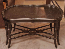 Black Finish Gold Chinoiserie Accent Cocktail Table