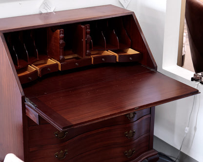 Mahogany Serpentine-front Claw Footed Secretary Desk