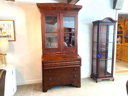 Antique Mahogany 2 Glass Doors 6 Drawers Flip top Service Secretary Desk