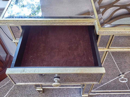 Smoked Glass Sideboard W/ Gold Detailing