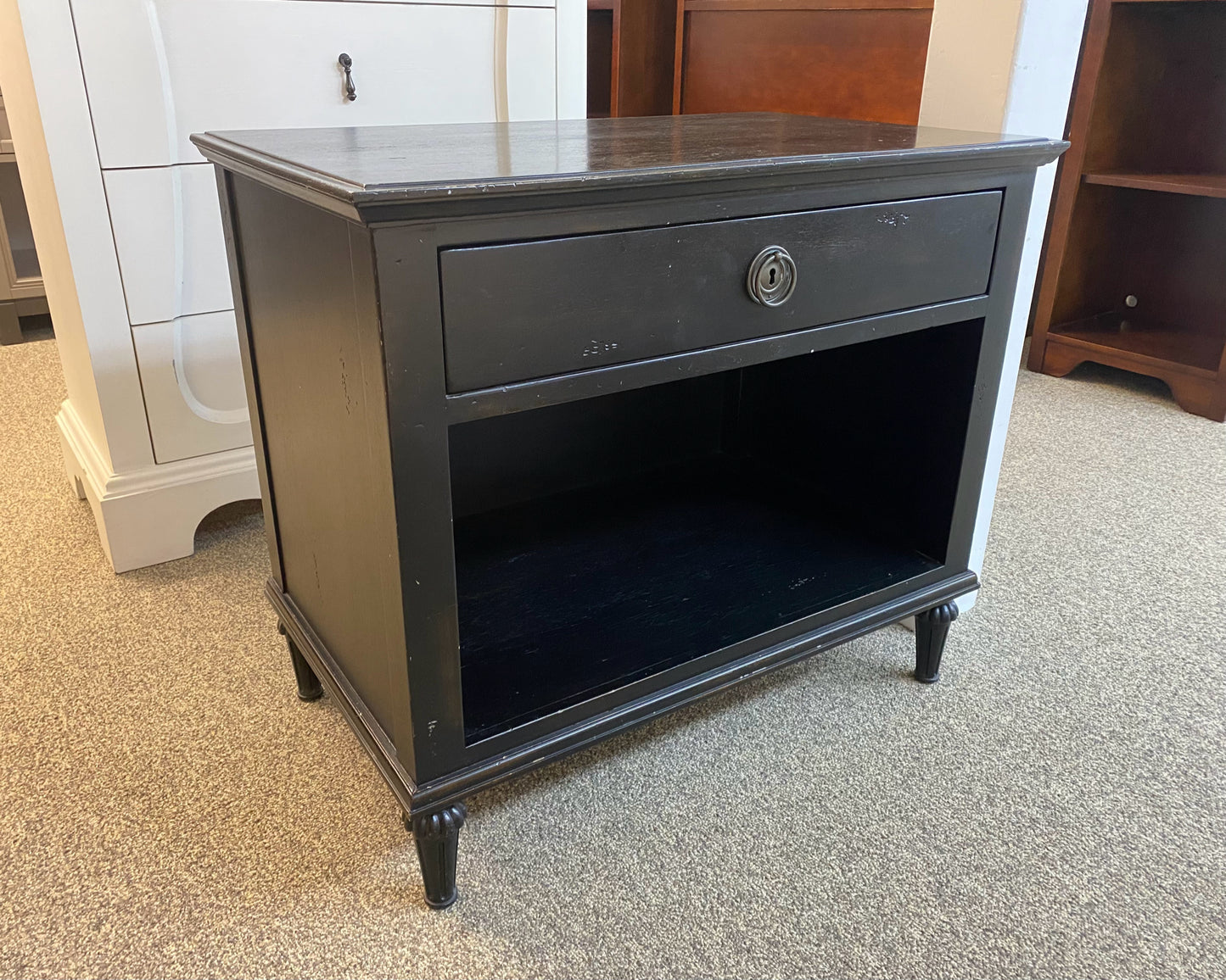 'Maison' Black 1 Drawer Nightstand with Open Storage