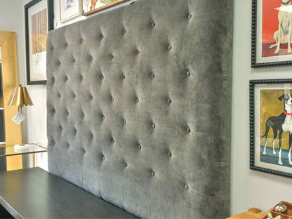 Pottery Barn King Bed in Tufted Grey Velvet