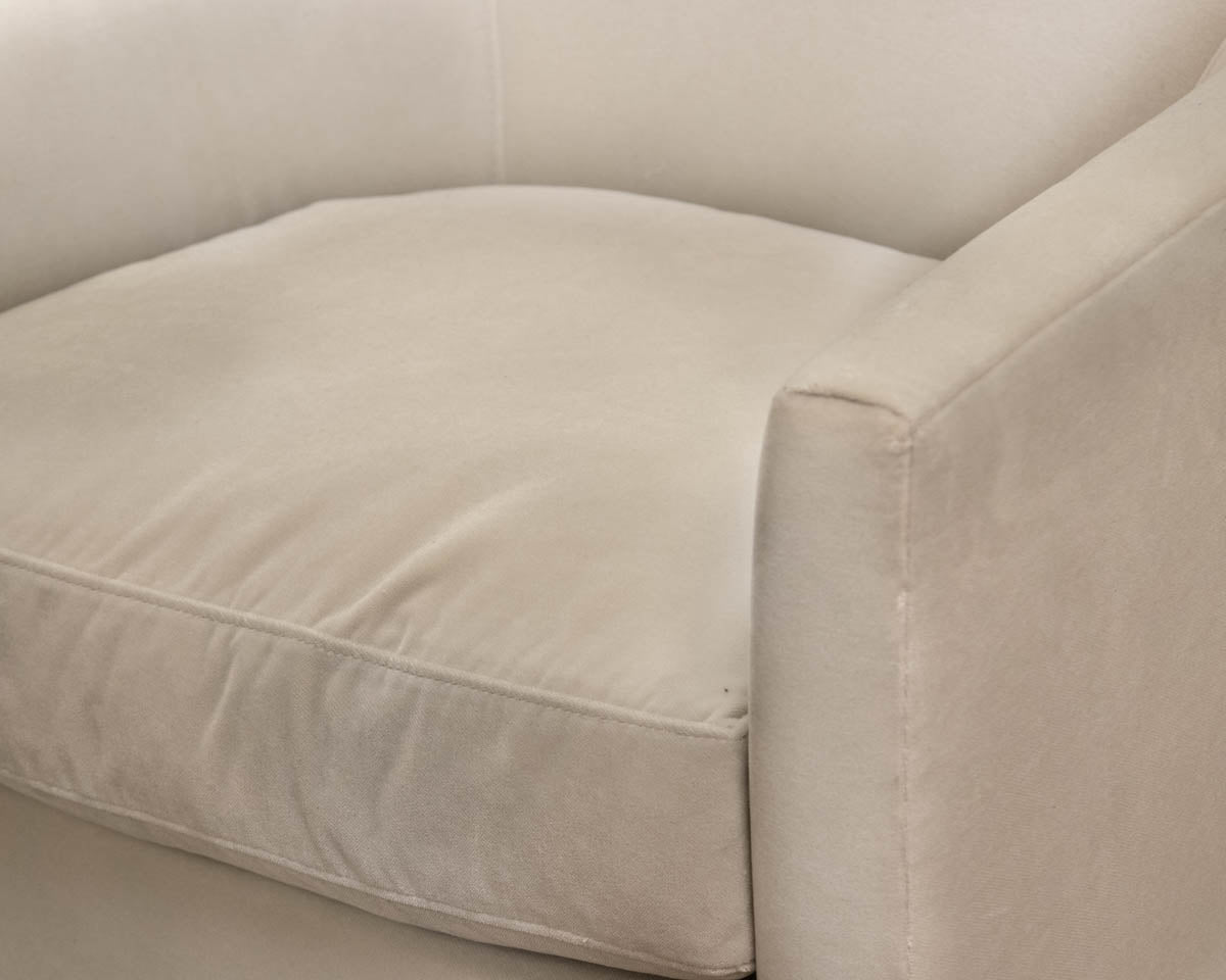 Swivel Club Chair with Cloud Grey Performance Velvet Upholstery