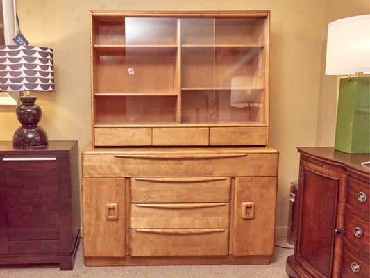 Heywood Wakefield  1955  Maple 'Champagne Finish  2 Glass Door China  Cabinet