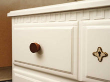 White Finish 4 Drawer Chest with Maple Pulls