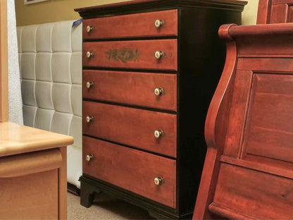 Hitchcock Maple & Black 5 Drawer Chest with Gold Stenciling