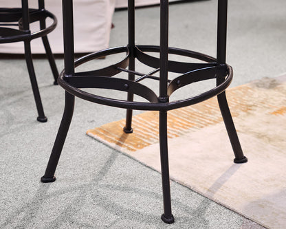 Set of 4 Ballard Design Allen Adjustable Height Stools in Grey with Pecan Seats