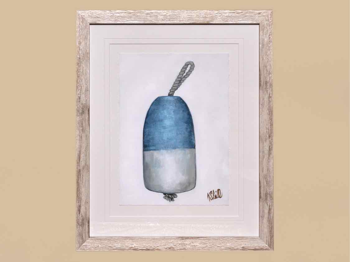 "Buoy 2" Matted Print on Paper in Distressed Frame