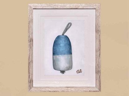 "Buoy 2" Matted Print on Paper in Distressed Frame