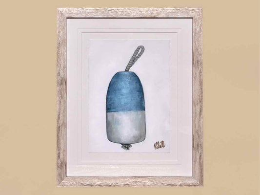 "Buoy 2" Matted Print on Paper in Distressed Frame