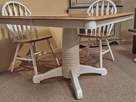 ChromeCraft Maple & White Finish Pedestal Table & 4  Chair Set