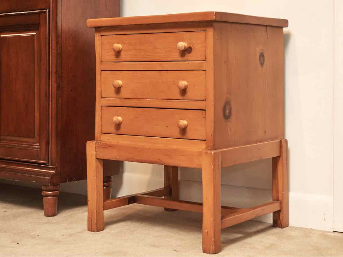 Pine 3 Drawer Side Table