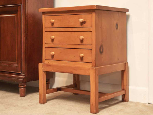 Pine 3 Drawer Side Table