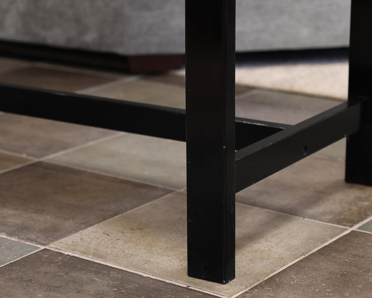 Black Rolled Arm Wooden Bench