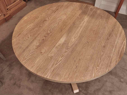 Natural Oak & Ash Round Dining Table With 15.5 Leaf